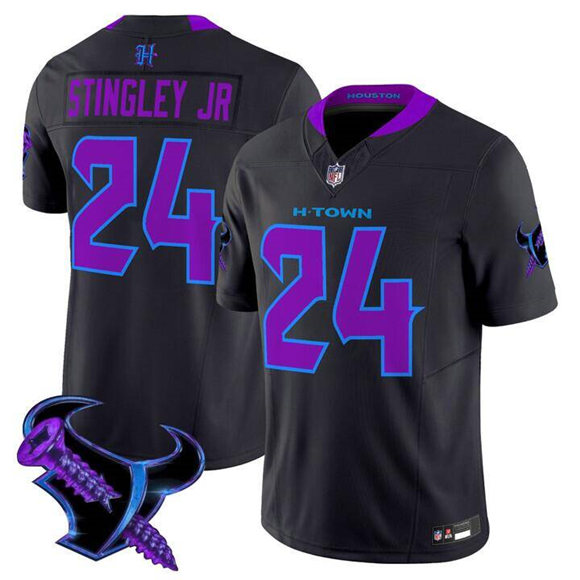 Men's Houston Texans #24 Derek Stingley Jr. Black F.U.S.E. 2025 2025 DJ SCREW Vapor Limited Stitched Football Jersey